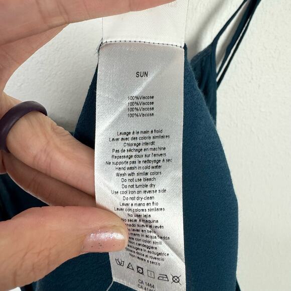 Des Petits Hauts | Teal Romelia Relaxed Fit Layering Simple Solid Camisole Tank - Picture 8 of 11